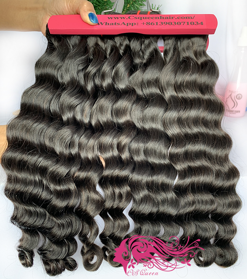 Csqueen Raw Rare Wave 3 Bundles with 4*4 HD Lace Closure 100% Human Hair